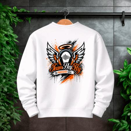 SkyFly Sweatshirt Front/Backprint Weiß
