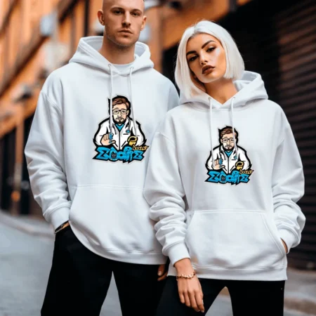 DrEddiie Hoodie Weiß – Streamer Merch & Streetwear