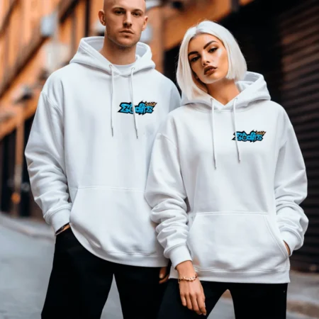 DrEddiie Hoodie Front/Backprint Weiß – Streamer Merch & Streetwear