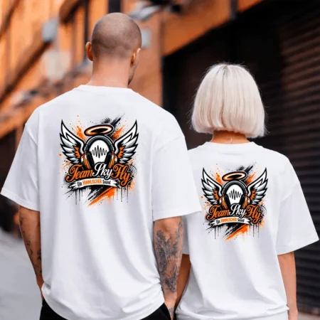 SkyFly T-Shirt Logo Weiß Front/Backprint – Streamer Merch & Streetwear