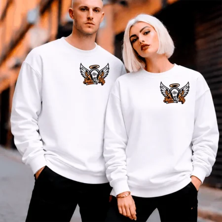 SkyFly Sweatshirt Front/Backprint Weiß – Streamer Merch & Streetwear