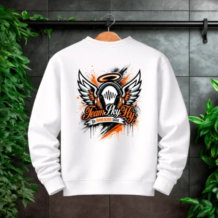 SkyFly Sweatshirt Front/Backprint Weiß